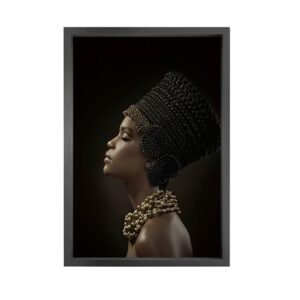 Canvas picture 5cm black frame african lady 80×120