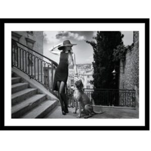 Glass picture w/frame Lady & Dog no.2 80 cm x 120cm