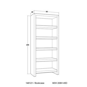 Bokhylle Amsterdam Sort Eik B95 H210 D45