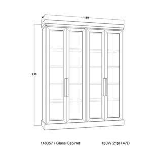 Vitrineskap Stockholm B180 H210 D47