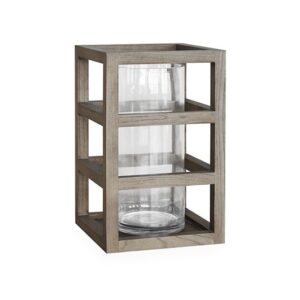 Lanterne natur eik 23x23x40 med glass sylinder