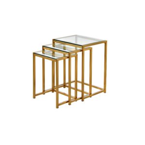 Settbord Andora Gold / Glass Sett av 3 bord