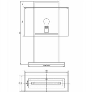 Bordlampe Aruba H65cm Firkant 2 pinner sort hvit skjerm