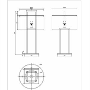 Bordlampe Aruba H70cm Rund 2 pinner sort hvit skjerm