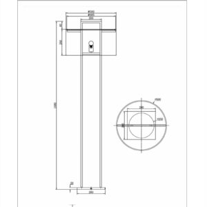 Gulvlampe Aruba H168cm Rund 2 pinner sort hvit skjerm