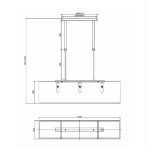 Taklampe Aruba B110cm Firkant sort sort skjerm