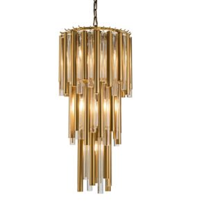 Taklampe Macon D35 x H68CM gold metal and clear glass