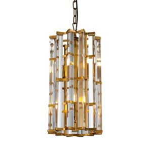Taklampe McAllan D90 x H135CM gold metal and clear glass